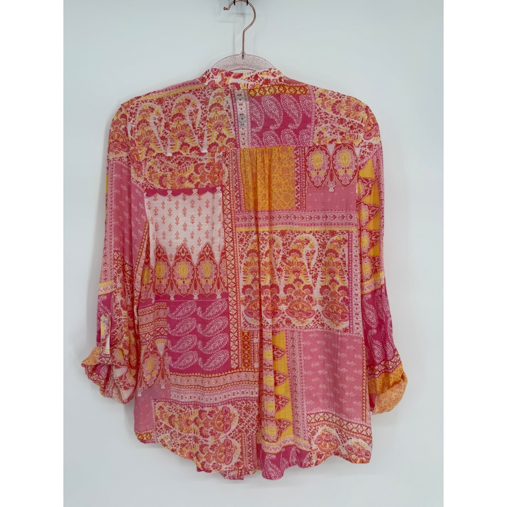 Ruby Rd Womens Pink Orange Patchwork Paisley Roll… - image 4